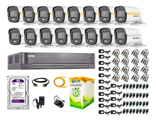 Cámaras Seguridad Exterior Kit 16 1080p Colorvu Noche + 1tb