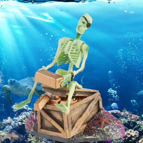 Imagen 5 de 5 de Decoración Esqueleto Pirata Para Peceras Y A