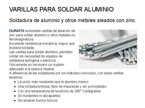Imagen 9 de 10 de 2 Varillas Para Soldar Aluminio Con Gas Butano Durafix Usa
