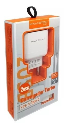 Carregador Rápido 3.1 A  Com 2 Portas Usb + Cabo Tipo C