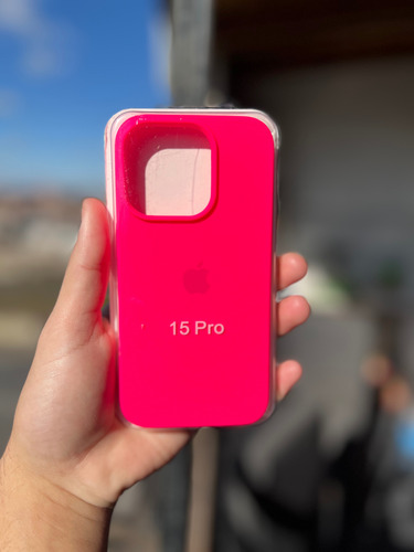 Funda Silicona Case Para Iphone 15 Pro Rosa Chicle Lisa
