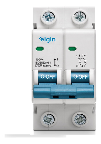 Disjuntor Bipolar Duplo Elgin 6a 10a 16a 20a 25a 32 40 50 63