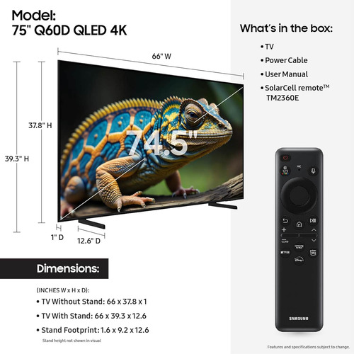 Pantalla Samsung 75 Class Q60dd Series 4k Smart Qled Tv