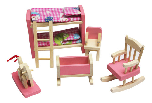 Juego De Muebles De Madera Para Casa De Muñecas B Plush Toys