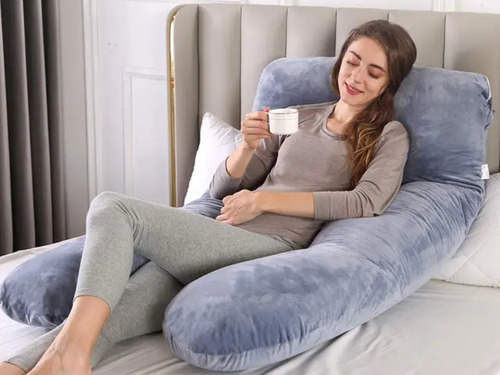 Almohada Embarazo-descanso Maternity Lactancia + Combinacion Color Gris oscuro Geométrico