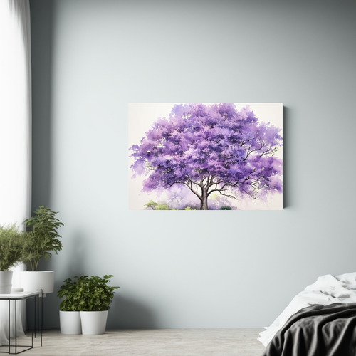 30x20cm Cuadro Jacaranda En Acuarela Vibrante Bastidor Mader