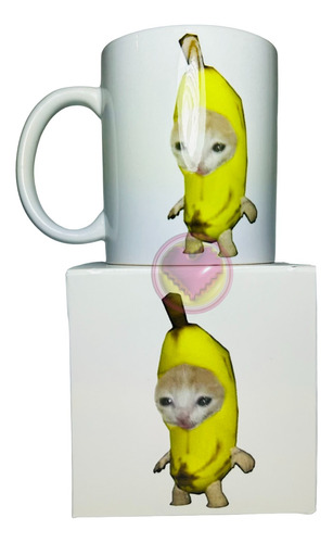 Taza Gato Gatito Meme Disfraz Platano M24nombreycajaregalo