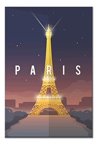 Imán Para Nevera De París, Póster Vintage De Francia, Noche