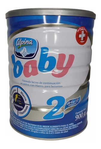 Imagen 2 de 2 de Leche de fórmula en polvo Alpina Baby 2 en lata de 900g - 6 a 12 meses