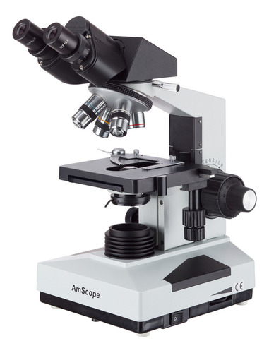 Amscope Microscopio Binocular Compuesto B490, Oculares Wf10. Color Blanco