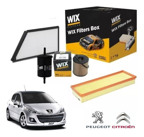 Kit 4 Filtros Wix Para Peugeot 207 Compact 1.4 Desde 2008