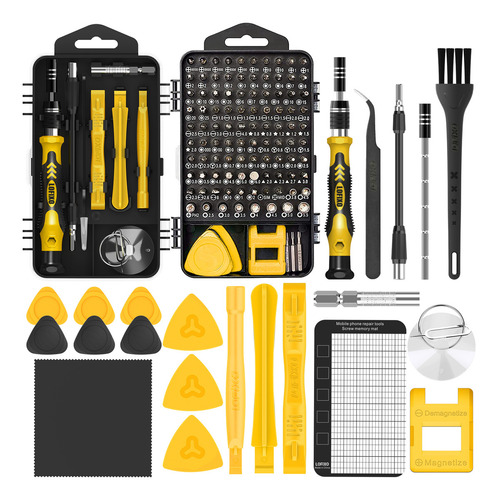Juego De Desarmadores LOFIXO YL-WJ124-AMARILLO Piezas 124 Triwing Plano Cruz Pentalobe P2 P5 Para Macbook iPhone Celulares Kit Destornillador Estrella Compatible con Torx con Hueco