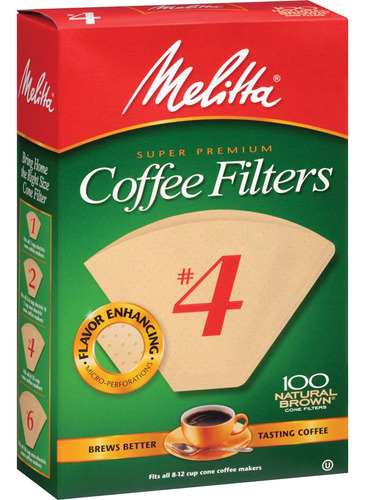 Melitta Filtro De Papel De Caf Super Premium No. 4, Cono N.