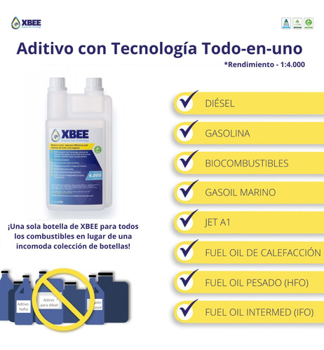 Aditivo Xbee 100 % Natural Todos Los Combustibles 