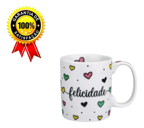 Caneca Personalizada Porcelana 300ml Canecaxícara Felicidade