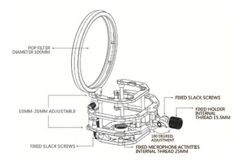 Imagen 5 de 6 de Soporte Anti Shock Tipo Araña Con Filtro Anti-pop