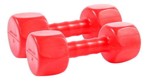 Mancuernas 3 Kg Plastica Pesa Metal Hexagonal Pvc Color Rojo