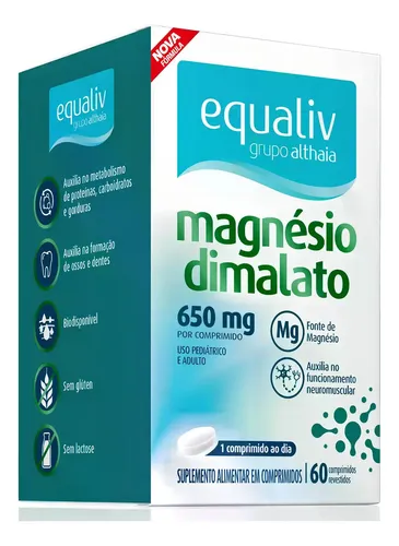 Suplemento Magnésio Dimalato 650mg Equaliv