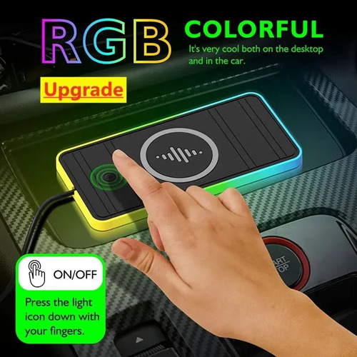 Cargador Inalambrico Rgb Para Auto Casa 15w Universal Usb