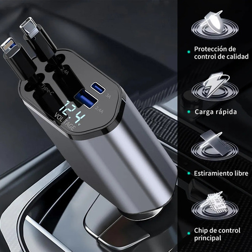 4 En 1 Cargador Retráctil De Coche De Carga Rápida De 120w
