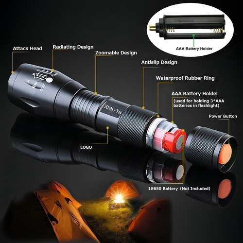 Cree Xml T6 3000 Lumenes Tactico Linterna Led 5 Modos