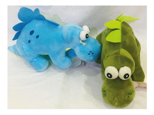 Peluche Dinosaurio Celeste Y Verde Niños Mediano Plumitaa Dz