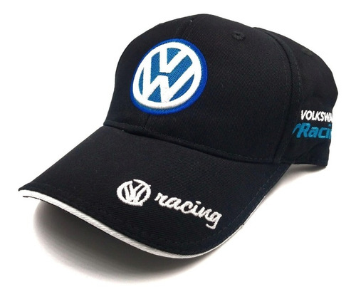 Gorra Volkswagen Hombre Mujer Negro - Bordado Azul Logo