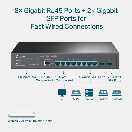 Tp-link Tl-sg3210 8 Port Gigabit L2 Lite Jetstream / Crisol