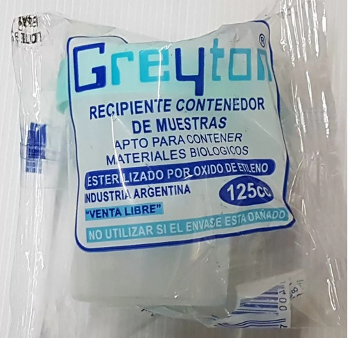 Envase Estéril 125cc Greyton Para Estudios Y Analisis
