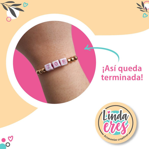Kits Pulseras Para Armar Souvenirs Con Nombres X30 Rosa Y Rojo 16 Cm 15 Cm