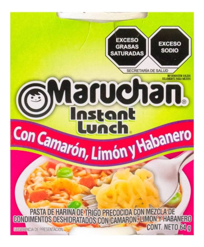 3 Pza Sopa Instantánea Maruchan Instant Lunch Con Camarón Li