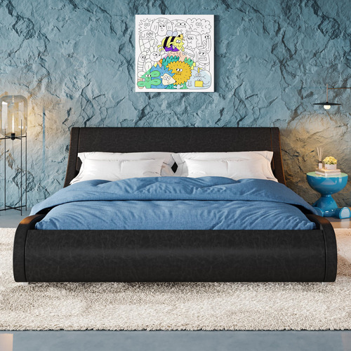 Base De Cama Tapizada Matrimonial Moderna Con Cabecera Ajust
