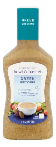 Aderezo Griego Ensaladas Bowl & Basket Sin Gluten 473ml
