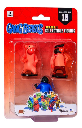 Gang Beast Figura Articulada 6 Cm Pack X 3 Int Gb2020 Pmi