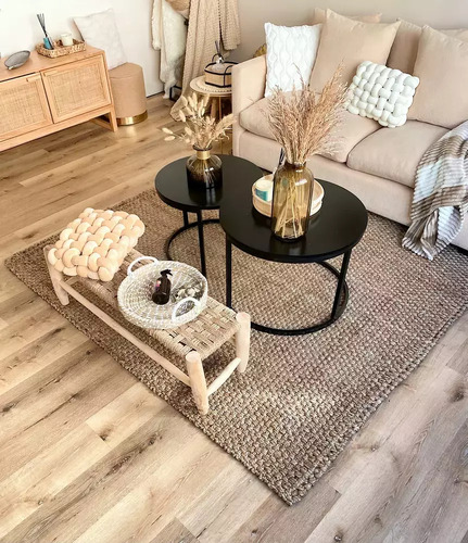 Alfombra De Yute 200 X 360 Cm Natural Nudo Grande. 2 M 2.6 M Liso Natural