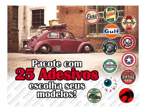 Adesivos Retro Antigos Vintage Automotivos Diversos (25 Un.)