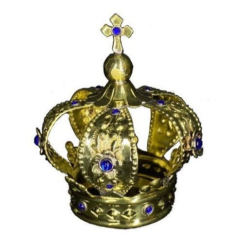 Corona Imperial #5 Latón Con Cristal Cortado Azul