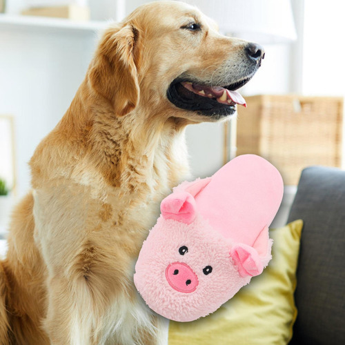 Zapatilla De Felpa Chirriante Para Mascotas, Juguete Rosa