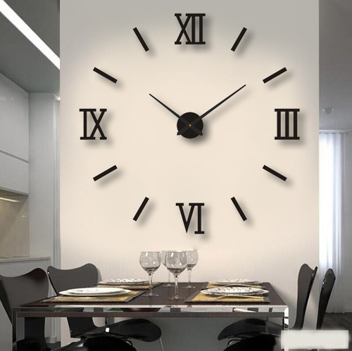 Reloj De Pared Minimalista En 3d, Dorado, 40 Cm, Sin Perfora