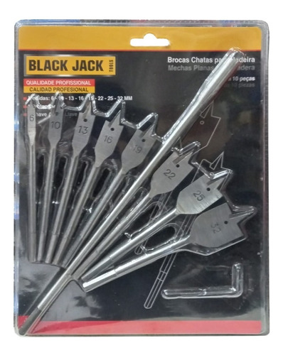 Set Mechas Plana Para Maderas 6 A 32mm Accesorios Black Jack