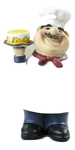 Figura Chef Con Torta De Resina 20cm X 9cm Excelente Calidad
