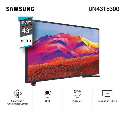 Imagen 2 de 2 de Televisor Smart Tv Samsung 43 Full Hd Un43t5300