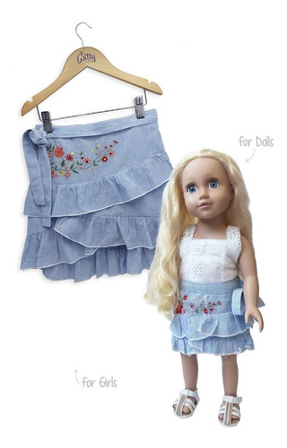 Imagen 2 de 5 de Bff Conjunto Nena Y Muñeca Falda Jardin Interior Witty Girls