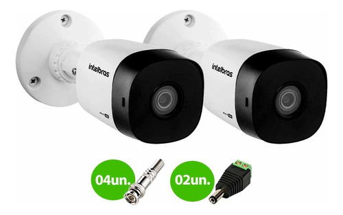 2 Câmeras Intelbras Vhd 1230 B Visão Noturna 30m + Conector Branco