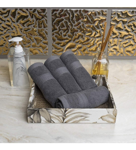 Set 8 Toallas Baño Avalon Máxima Calidad 100% Algodón Gris