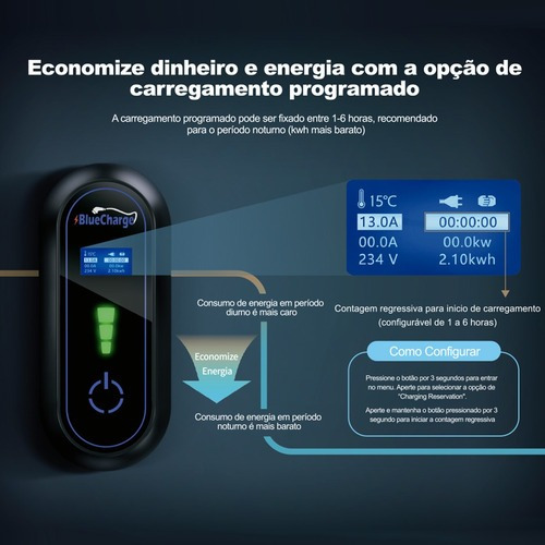 Carregador Para Carro Elétrico Portátil 3.5kw Tipo 2