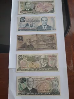 Billetes Costa Rica: Set 5, 10, 20, 50 Y 100 Colones Unico