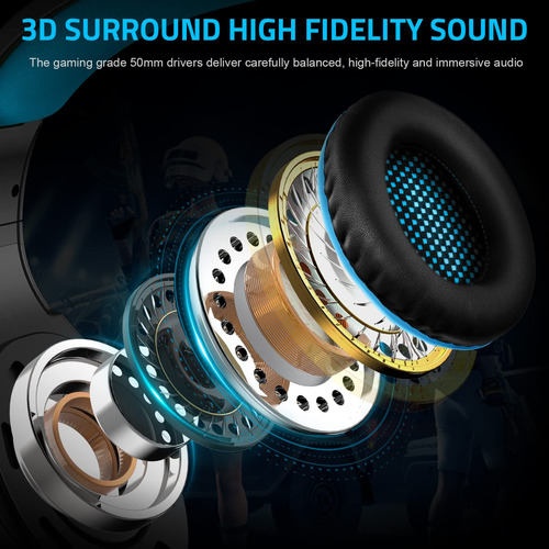 Gaming Headset Pacrate Gh-1 With Microphone For Pc Ps4 Ps5