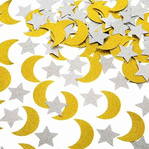 Confeti De Papel Con Purpurina, Estrella Y Luna Para Decorac