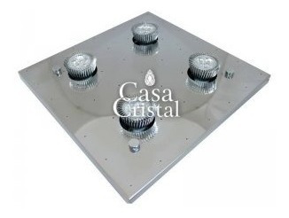 Base Lustre De Cristal Quadrada 28x28 Cm (04 Lâmpadas)